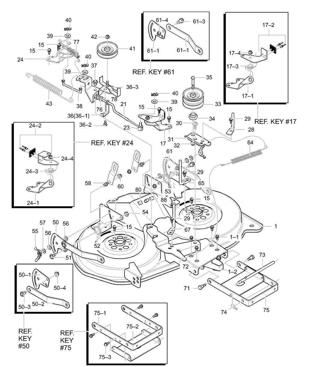 Deck Assembly (Part 1) Diagram and Parts List for 40319X98C 2001 Briggs and Stratton Lawn Tractor